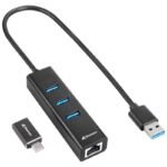 Sharkoon HUB USB 3.2 Alluminium HUB + RJ45 e USB Tipo C Preto - HUB - Image 1